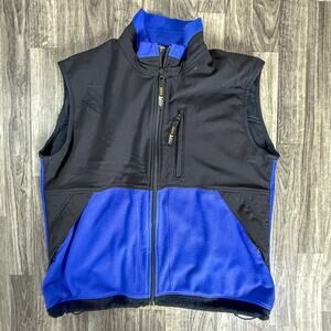 REI Women Outdoor Fleece Vest Blue Black Full Zip Hiking Layer Outdoor Vest